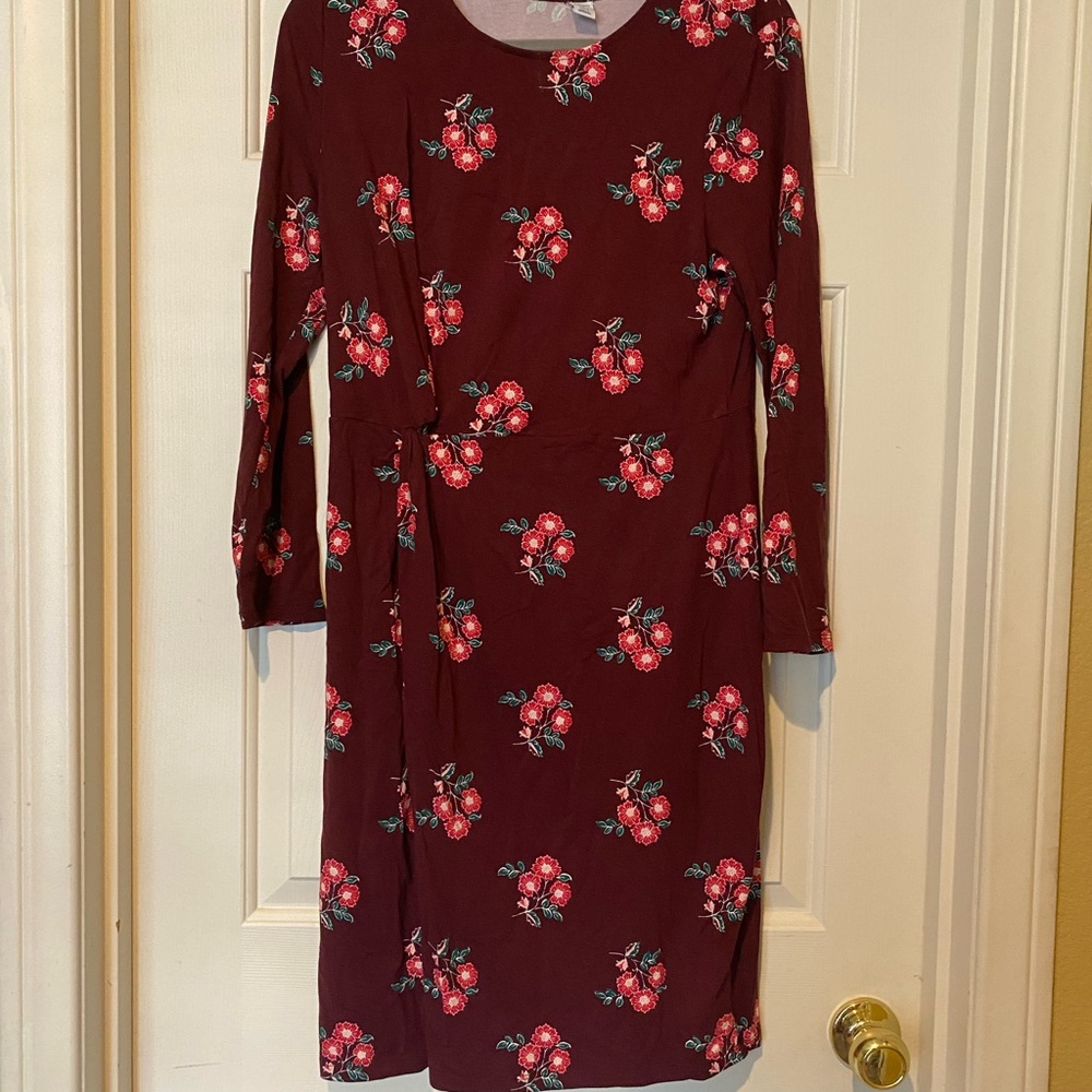 Burgundy Floral Dress Old Navy Large Petite